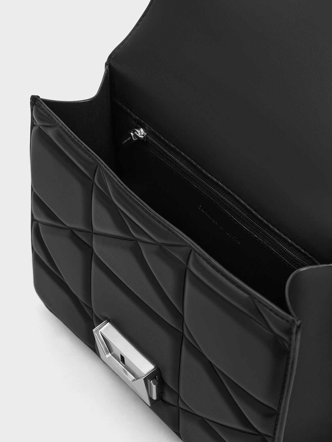 Charles & Ke*th - Blanche Chevron Chain Handle Bag - Noir (AD-Sep)