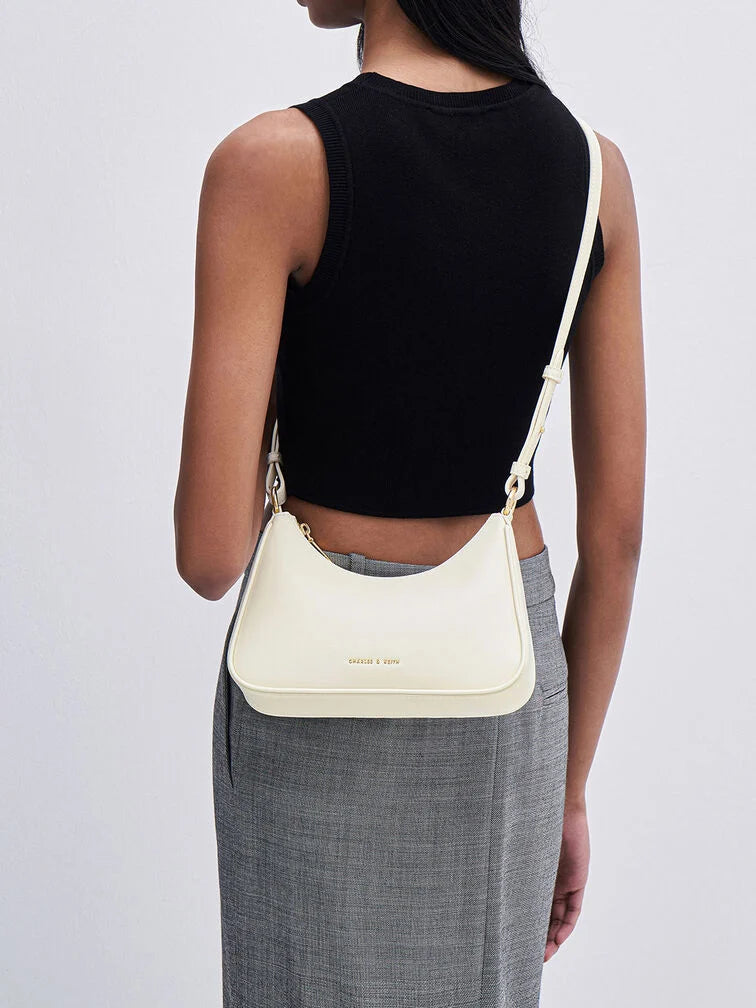 Charles & Ke*th - Lane Lock & Key Chain Handle Trapeze Bag - Cream (AD-June)