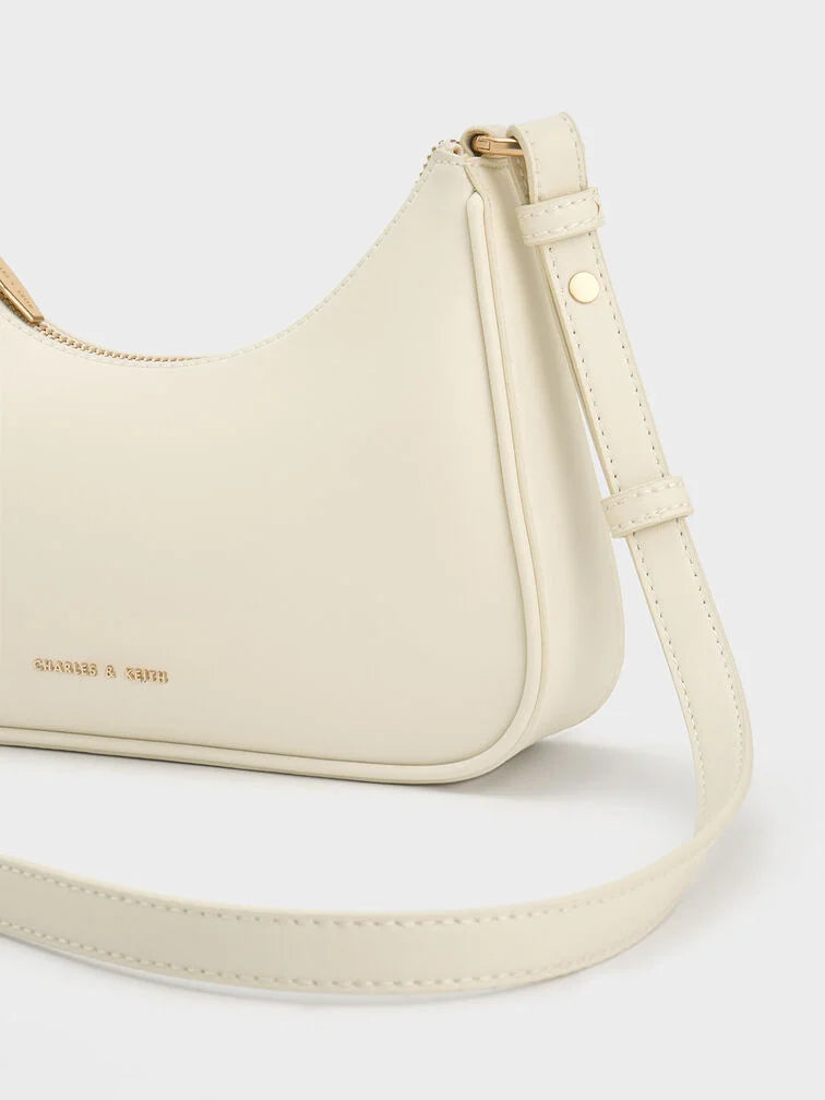 Charles & Ke*th - Lane Lock & Key Chain Handle Trapeze Bag - Cream (AD-June)