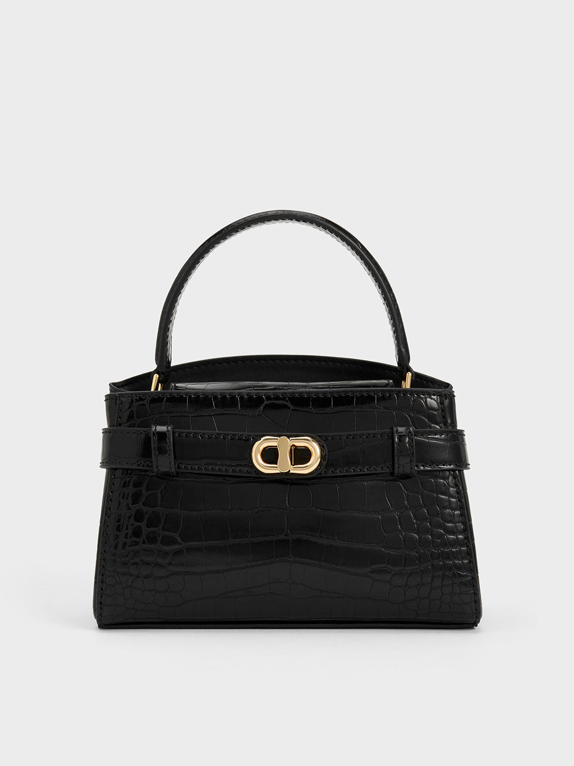 Charles & Ke*th - Aubrielle Croc-Effect Top Handle Bag - Black (AD-May)
