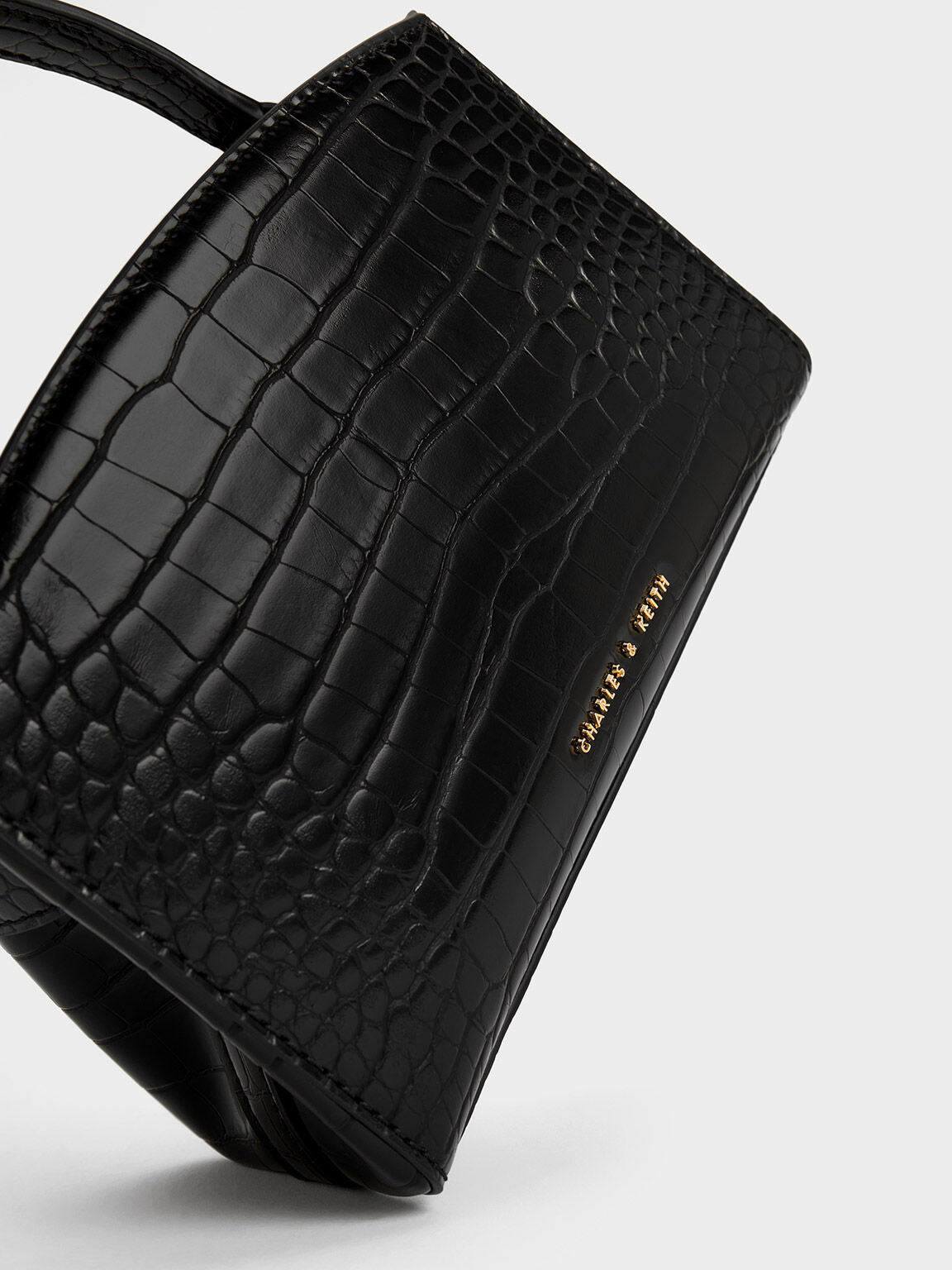 Charles & Ke*th - Aubrielle Croc-Effect Top Handle Bag - Black (AD-May)