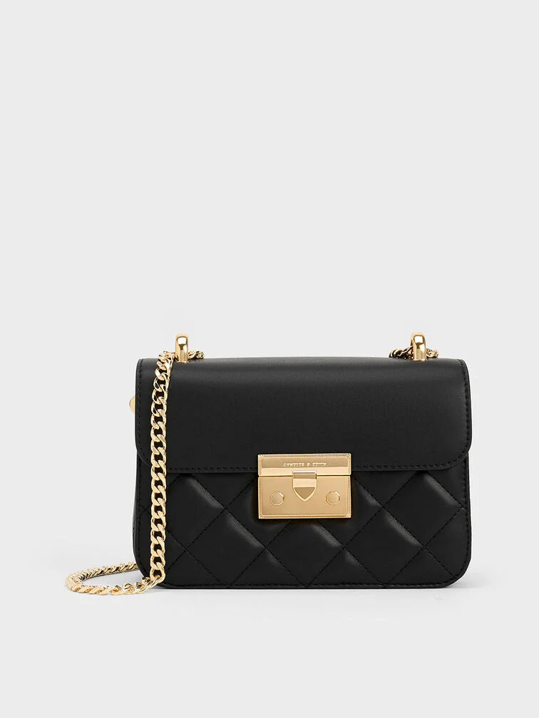 Charles & Ke*th - Alva Quilted Chain-Handle Bag - Black (AD-SEP)