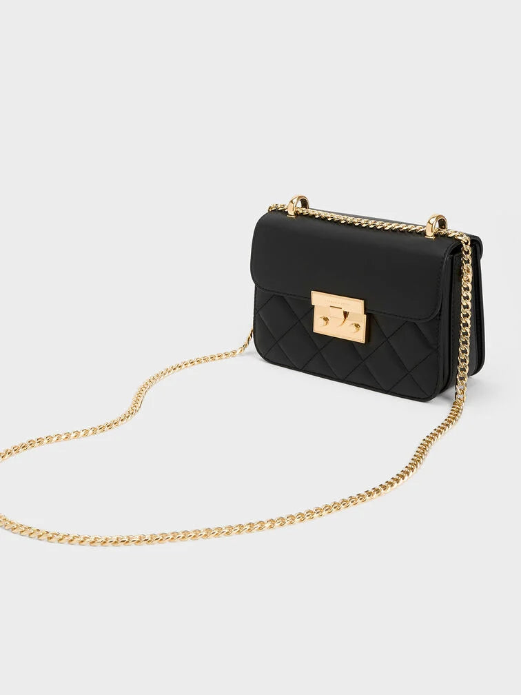 Charles & Ke*th - Alva Quilted Chain-Handle Bag - Black (AD-SEP)