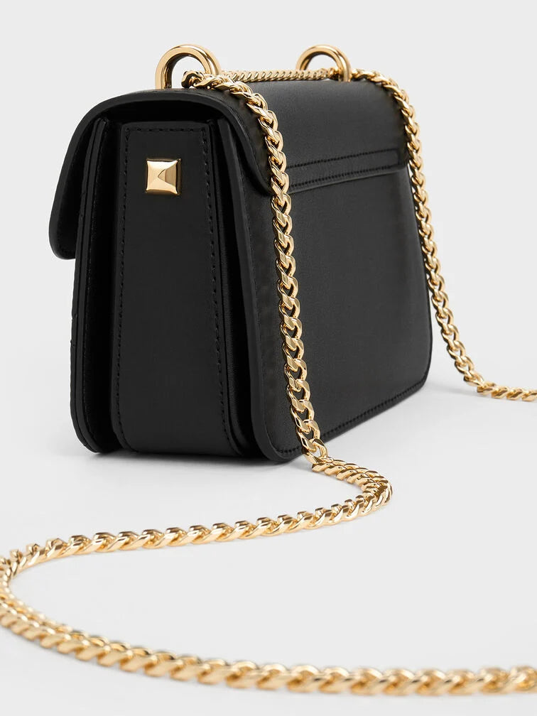 Charles & Ke*th - Alva Quilted Chain-Handle Bag - Black (AD-SEP)