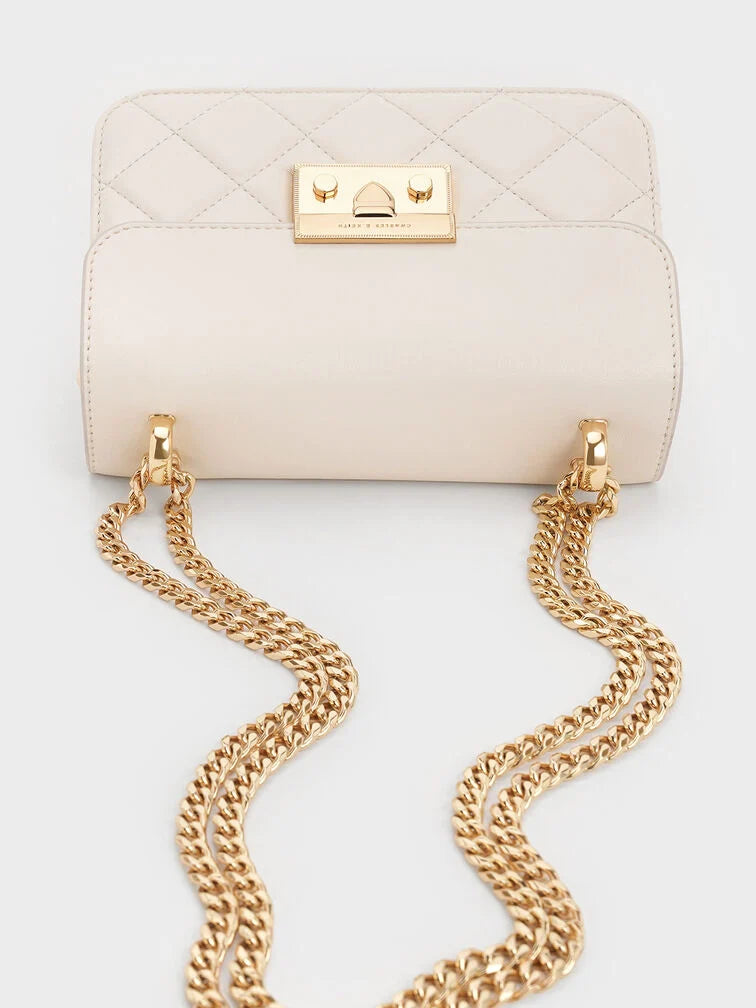 Charles & Ke*th - Alva Quilted Chain-Handle Bag - Cream (AD-SEP)