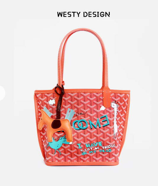 HANGU*RWes*y x Em* Tote Bag - Orange Graffti Small