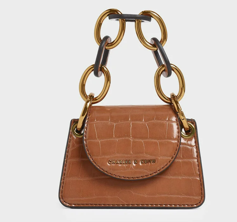 Charles & Ke*th - Croc-Effect Chunky Chain Handle Mini Bag - Brick