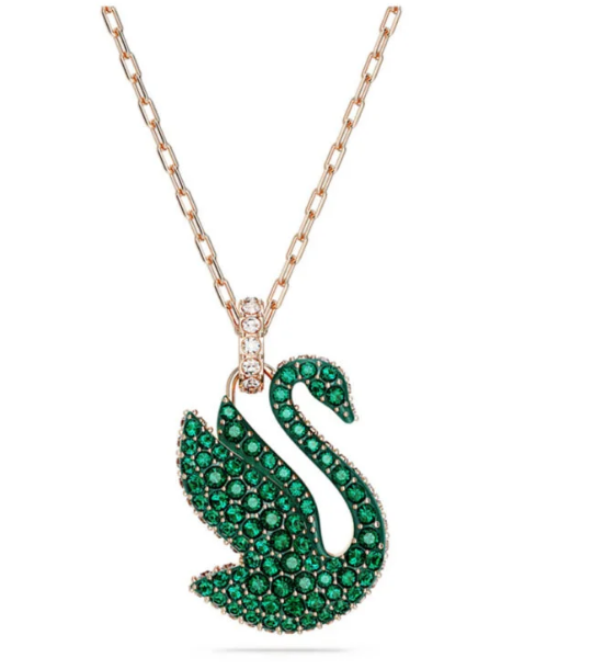 Swar*vski - Iconic Swan pendant Swan - Green - Rose gold-tone plated - 5650067