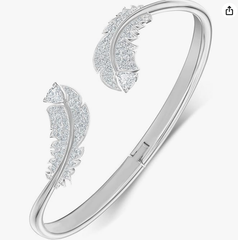 Swar*vski - Feather Bangle - White