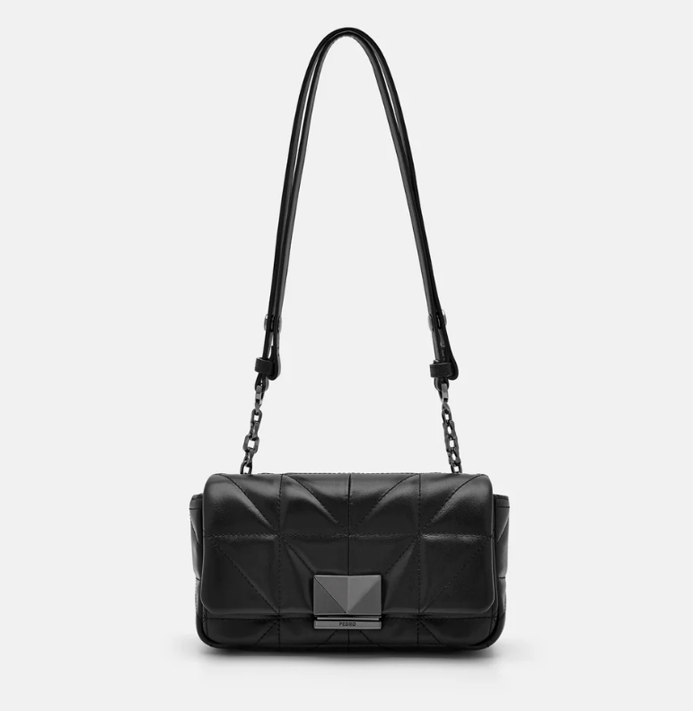 PEDR* - Studio Leather Mini Shoulder Bag in Pixel - Black (AD)