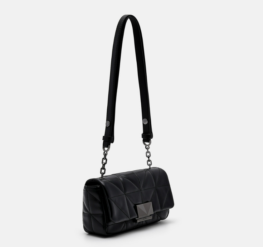 PEDR* - Studio Leather Mini Shoulder Bag in Pixel - Black (AD)
