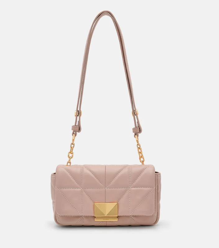 PEDR* - Studio Leather Mini Shoulder Bag in Pixel - Nude (AD)