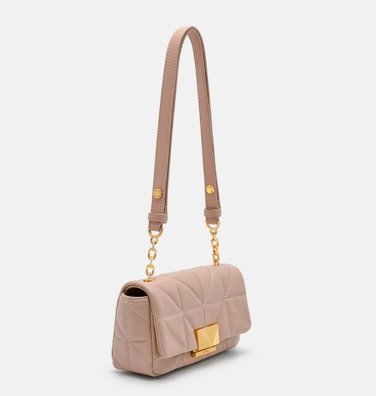 PEDR* - Studio Leather Mini Shoulder Bag in Pixel - Nude (AD)