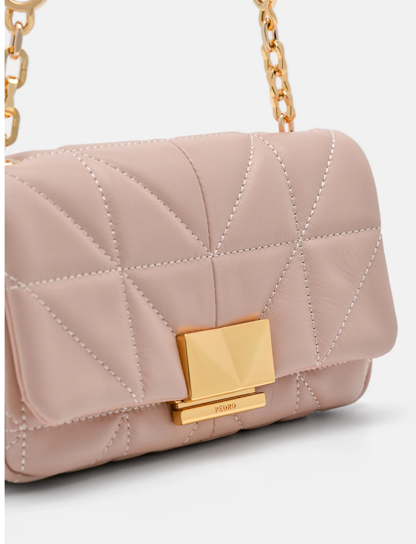 PEDR* - Studio Leather Mini Shoulder Bag in Pixel - Nude (AD)