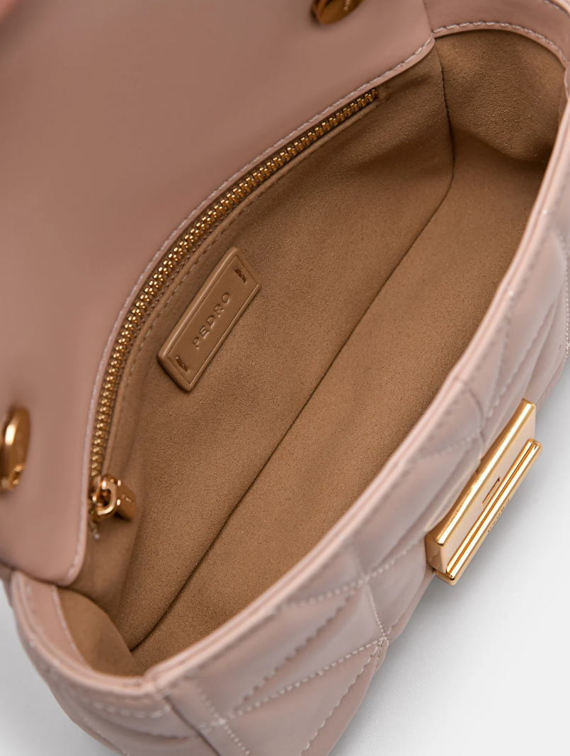 PEDR* - Studio Leather Mini Shoulder Bag in Pixel - Nude (AD)