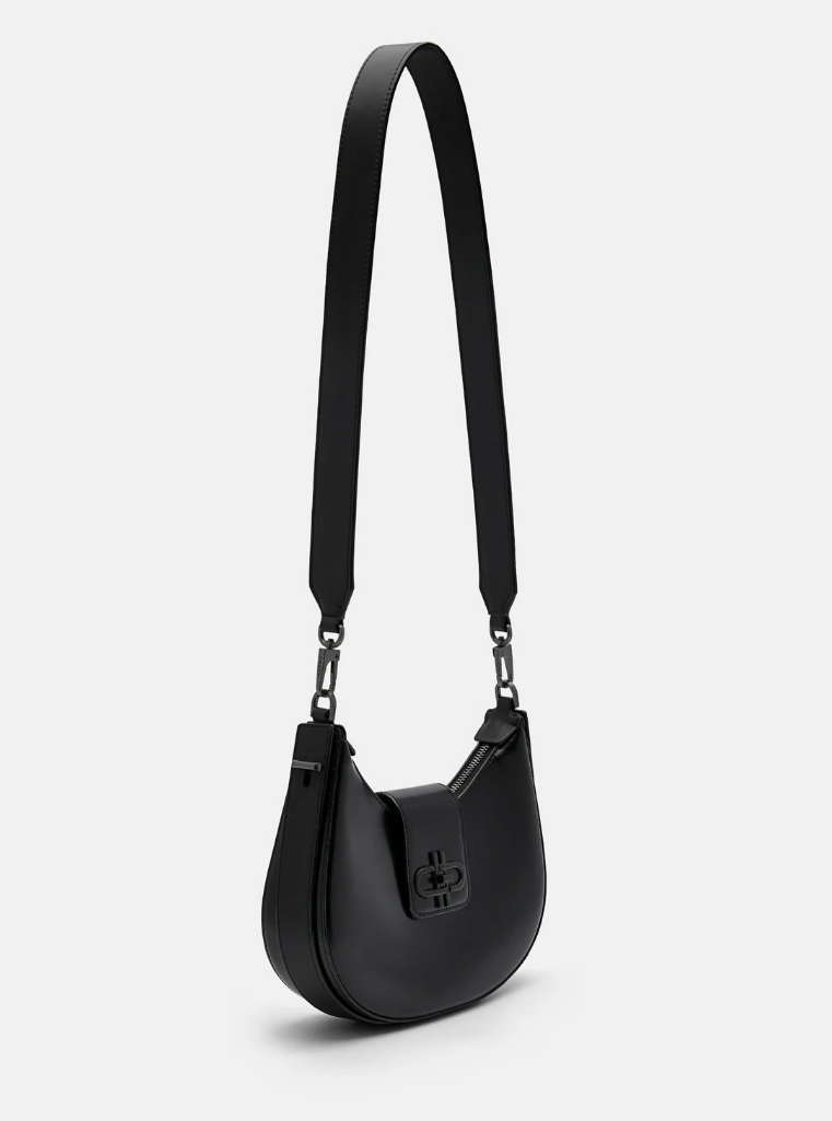 PEDR* -Icon Turn- Lock Shoulder Bag - Black (AD)