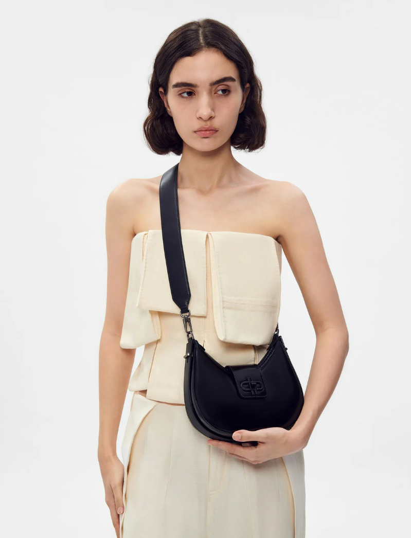 PEDR* -Icon Turn- Lock Shoulder Bag - Black (AD)