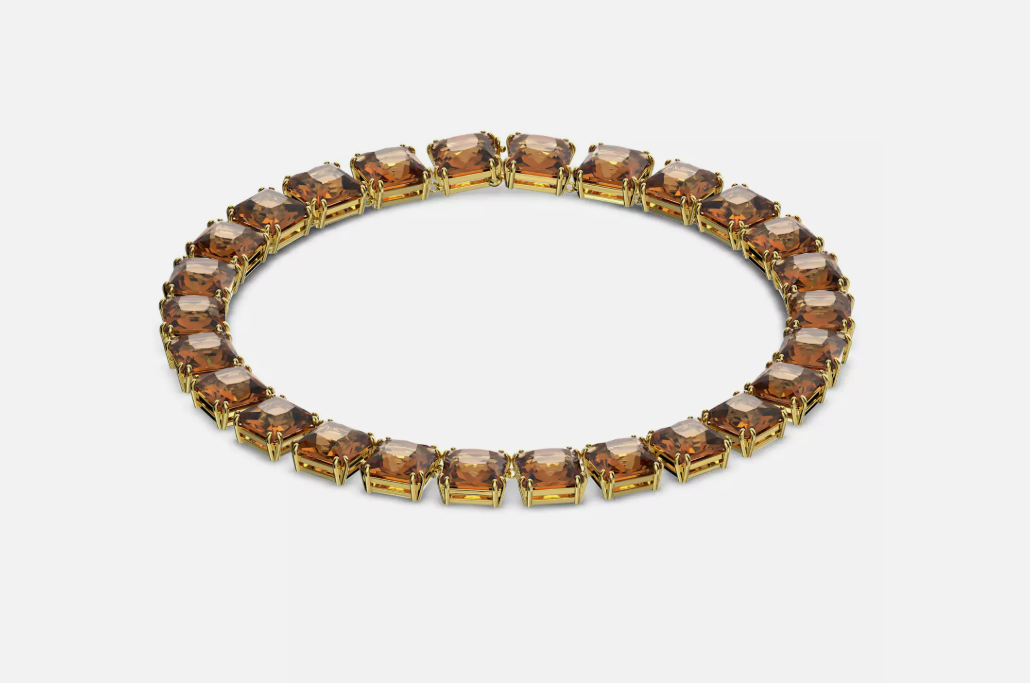 Swar*vski - Millenia necklace Square cut, Brown, Gold-tone plated (UPDATED)