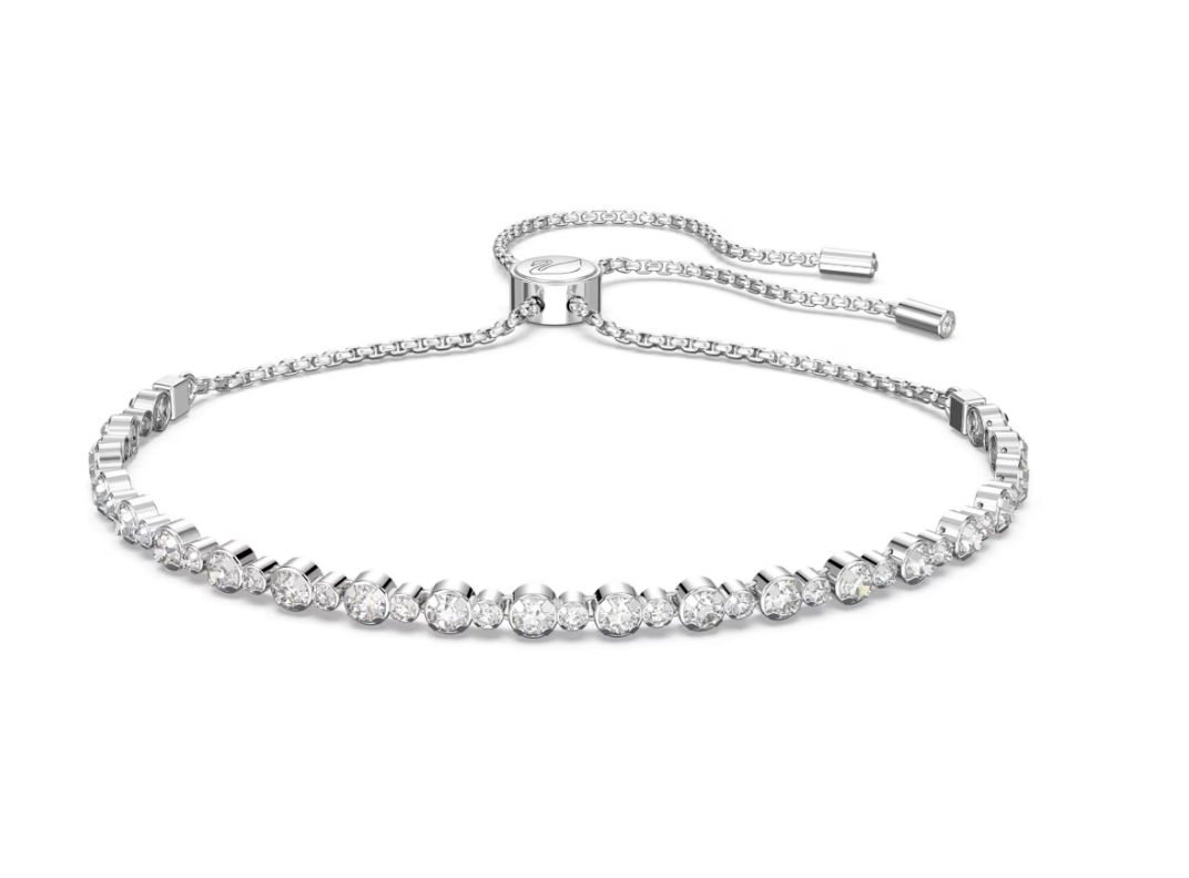 Swar*vski - Matrix Tennis bracelet - Round cut, White, Rhodium plated - 5465384 (AD-SW-OCT)