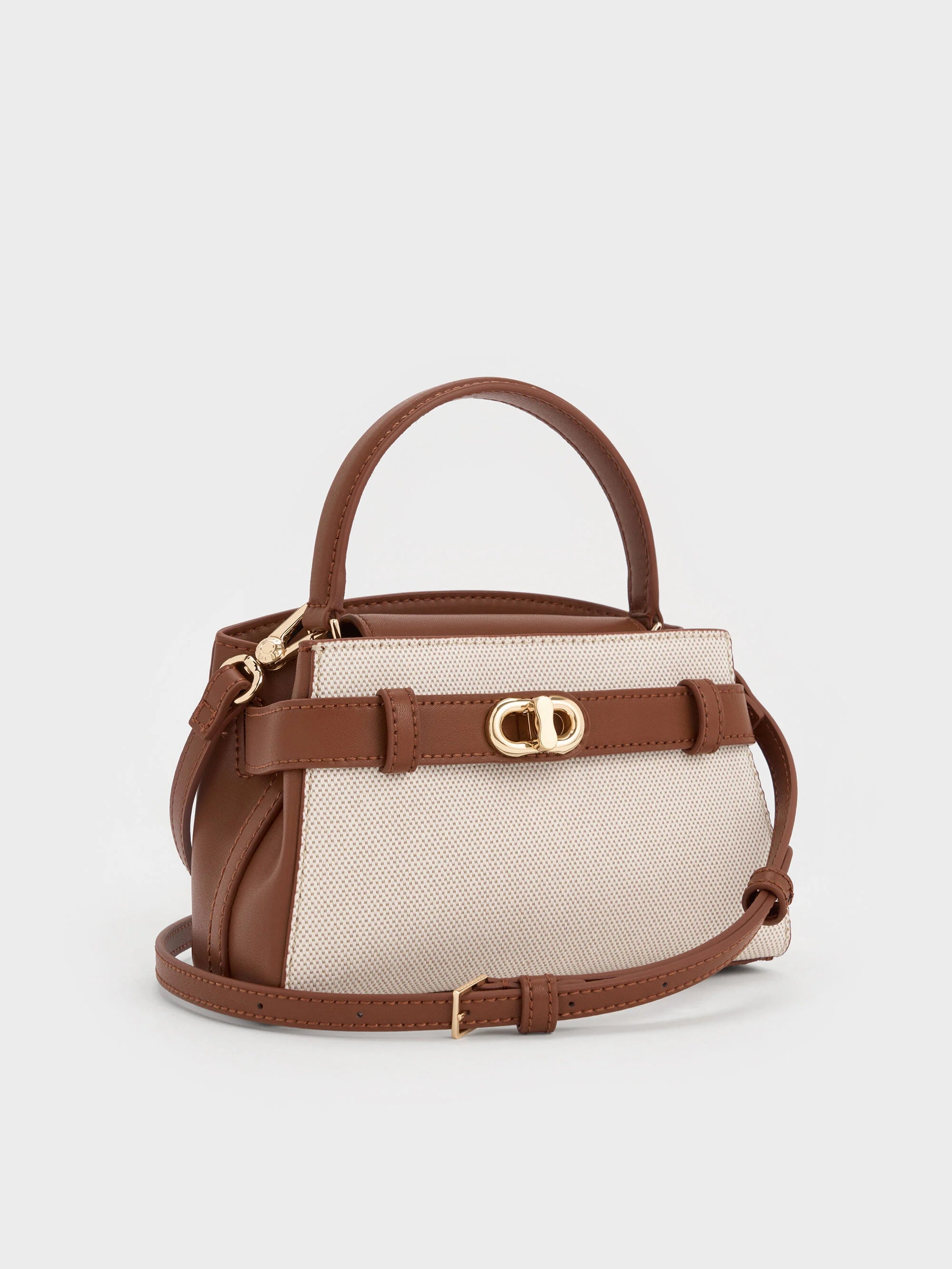 Charles & Ke*th - Aubrielle Canvas Two-Tone Top Handle Bag - Taupe Canvas (AD-May)
