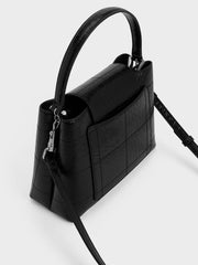 Charles & Ke*th - Suki Crinkle-Effect Top Handle Bag - Noir -  Exp. Launch: 01/10/2024