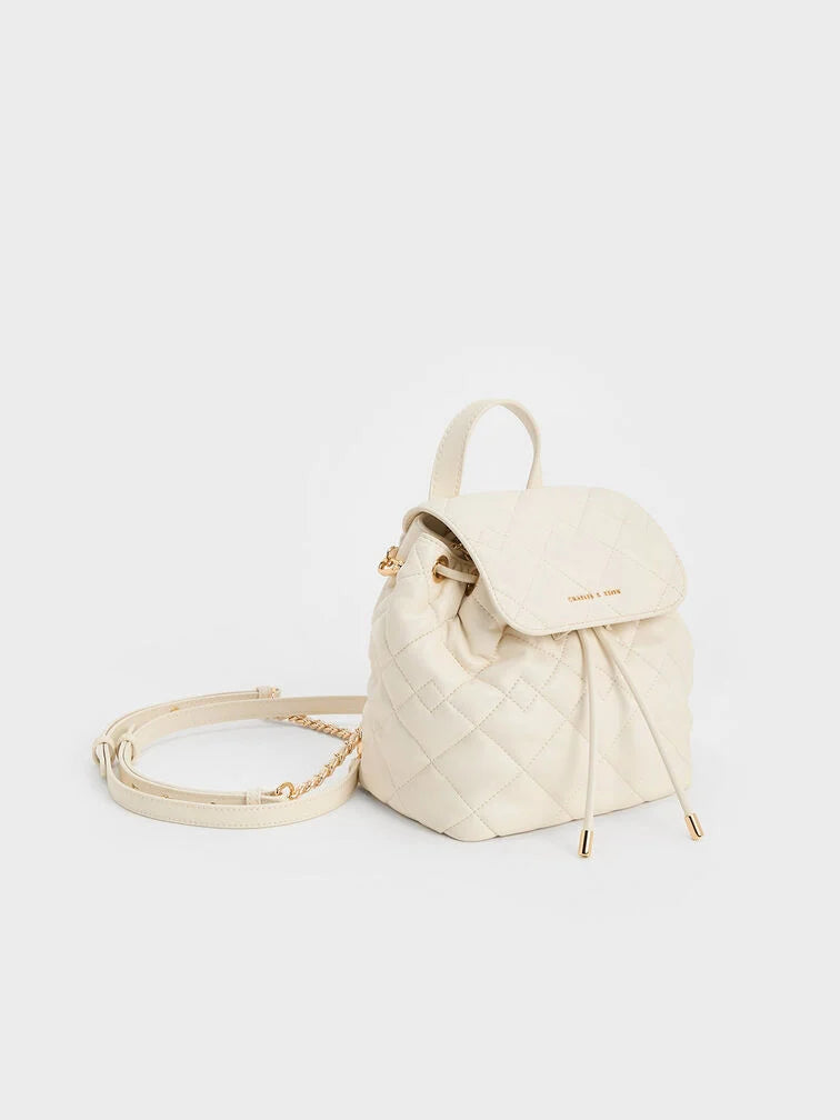 Charles & Ke*th - Aubrielle Quilted Backpack - Cream (AD-NOV-LT)