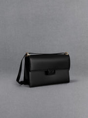 Charles & Ke*th -  Leather Shoulder Bag - Black with Gift Box - Mid-Nov