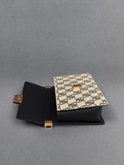 Charles & Ke*th -  Leather & Canvas Monogram Shoulder Bag - Black - Mid-Nov