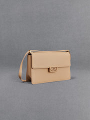 Charles & Ke*th -  Leather Shoulder Bag - Nude with Gift Box - Mid-Nov