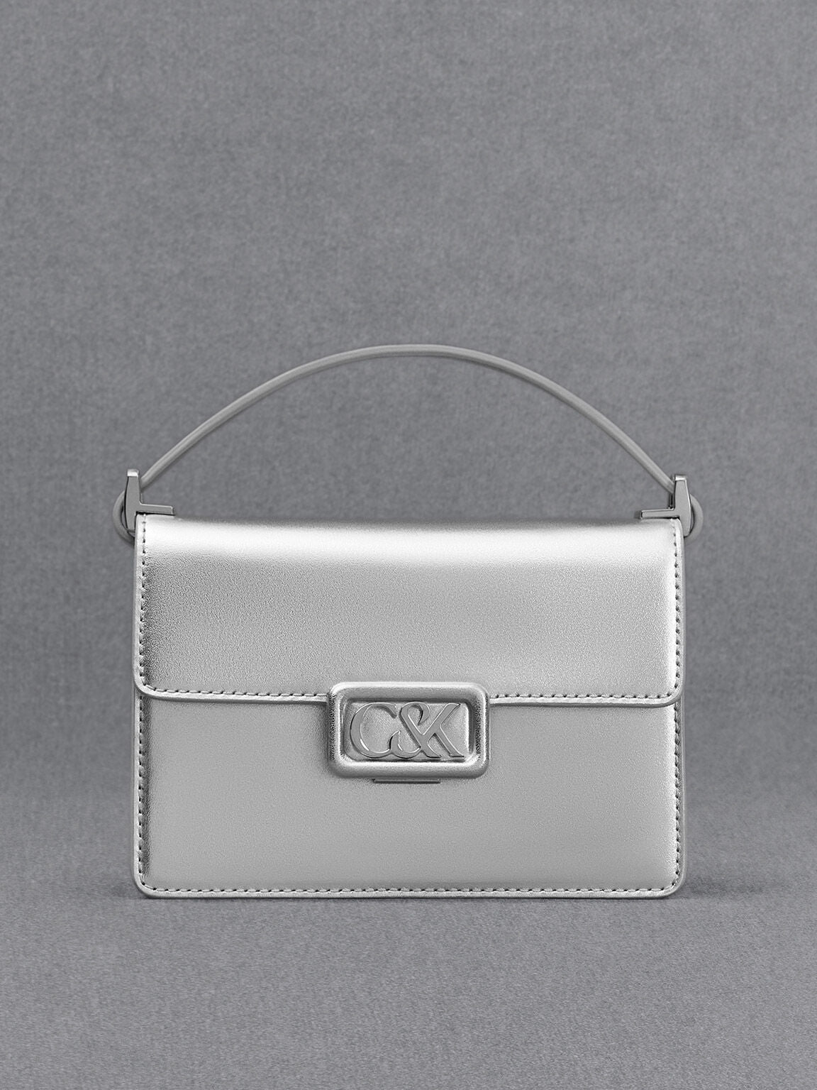 Charles & Ke*th - Leather Metallic Boxy Bag - Silver - (N)