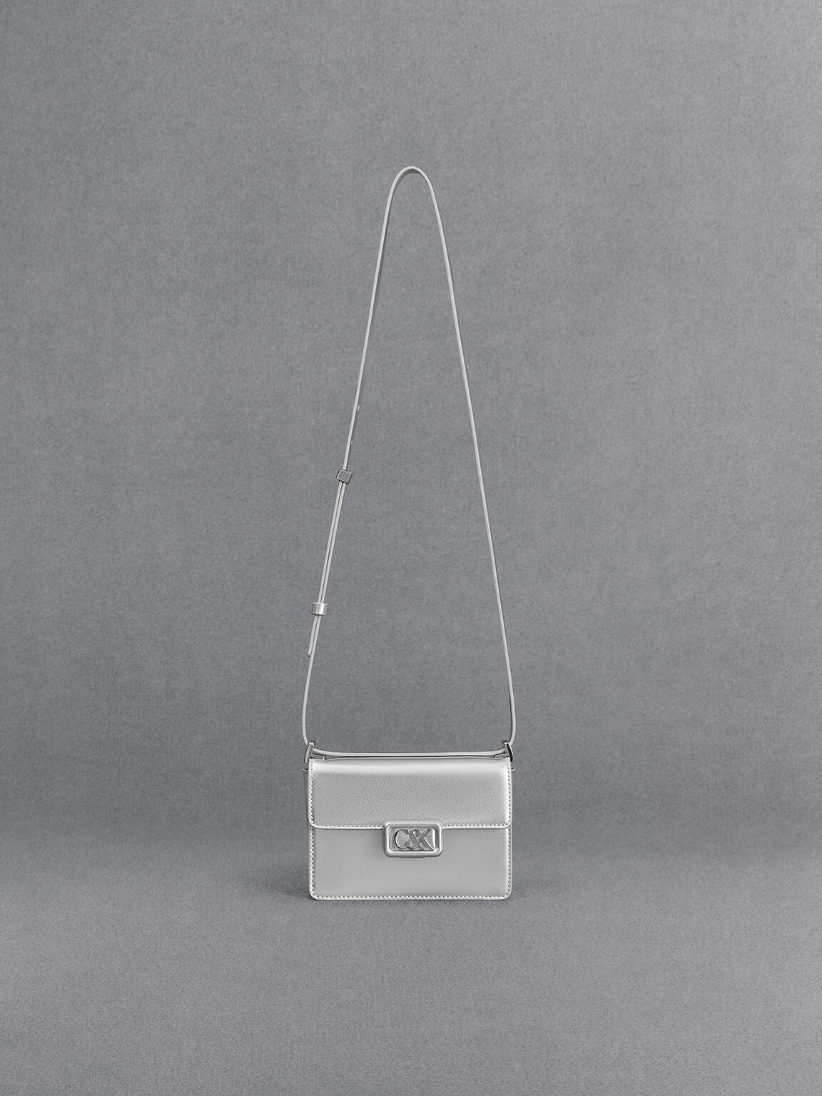 Charles & Ke*th - Leather Metallic Boxy Bag - Silver - (N)