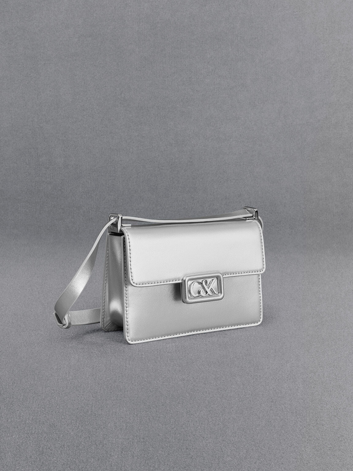 Charles & Ke*th - Leather Metallic Boxy Bag - Silver - (N)