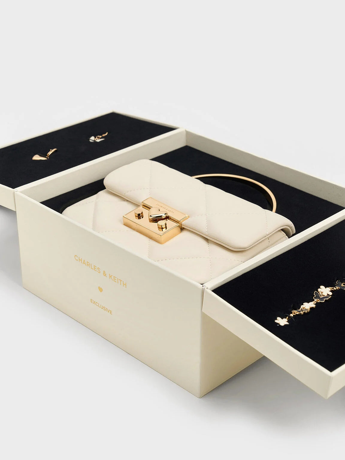 Charles & Ke*th - Quilted Boxy Top Handle Bag - Cream with Gift Box (AD-July)