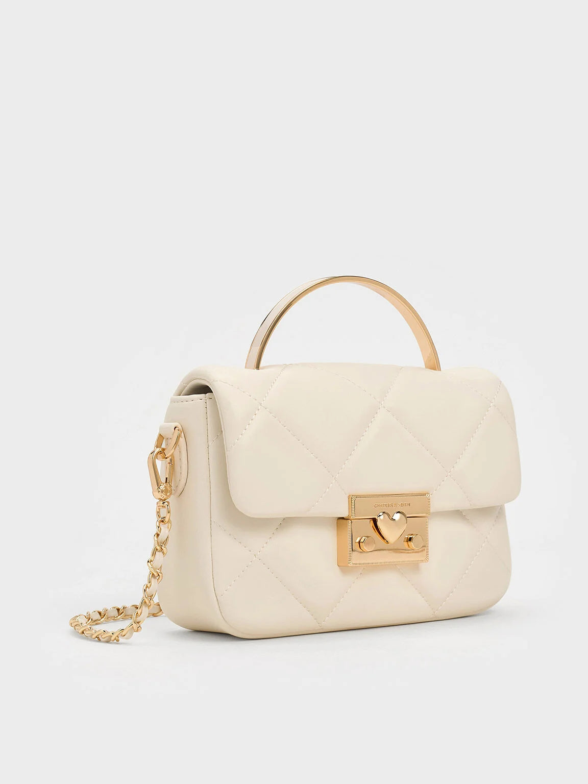 Charles & Ke*th - Quilted Boxy Top Handle Bag - Cream with Gift Box (AD-July)