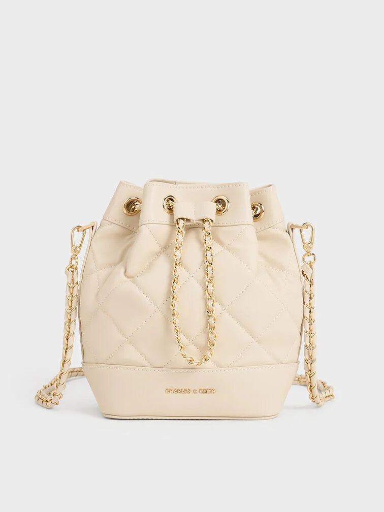 Charles & Ke*th - Julia Quilted Two-Way Bucket Bag - Cream (AD-SEP)