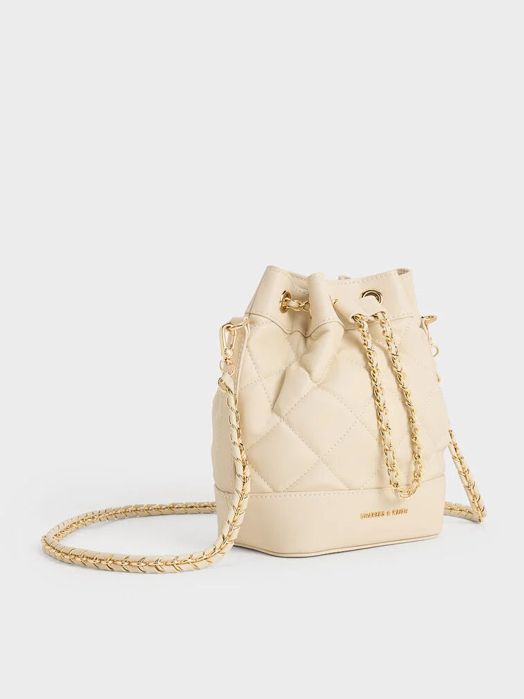 Charles & Ke*th - Julia Quilted Two-Way Bucket Bag - Cream (AD-SEP)