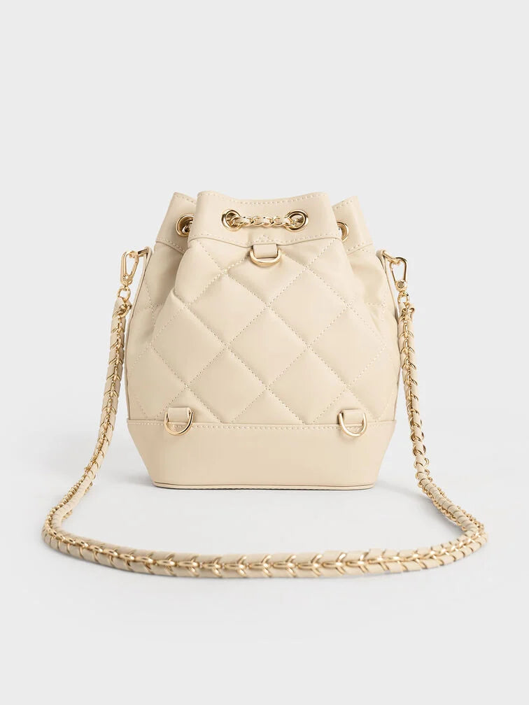 Charles & Ke*th - Julia Quilted Two-Way Bucket Bag - Cream (AD-SEP)