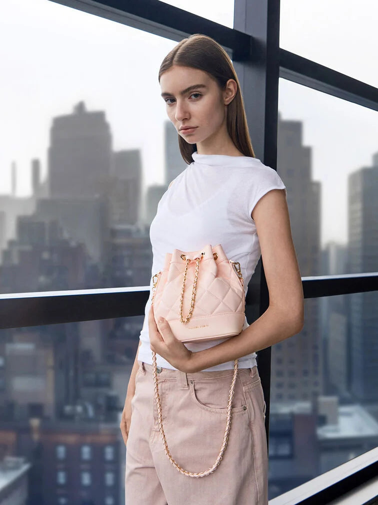 Charles & Ke*th - Julia Quilted Two-Way Bucket Bag - Pink (AD-SEP)