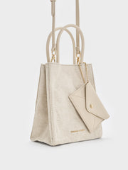 Charles & Ke*th - Matina Linen Elongated Tote Bag - Beige -  Exp. Launch: 01/10/2024