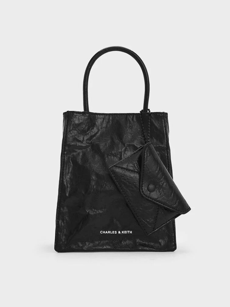 Charles & Ke*th - Matina Crinkle-Effect Elongated Tote Bag - Black(NB)