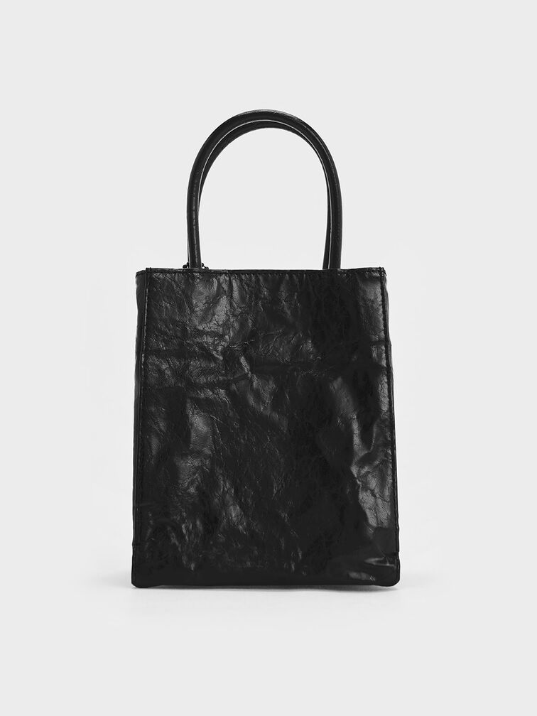Charles & Ke*th - Matina Crinkle-Effect Elongated Tote Bag - Black(NB)