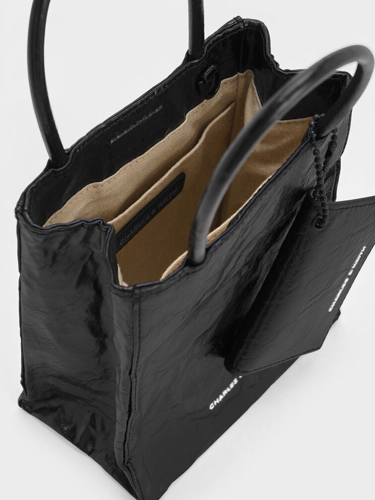 Charles & Ke*th - Matina Crinkle-Effect Elongated Tote Bag - Black(NB)