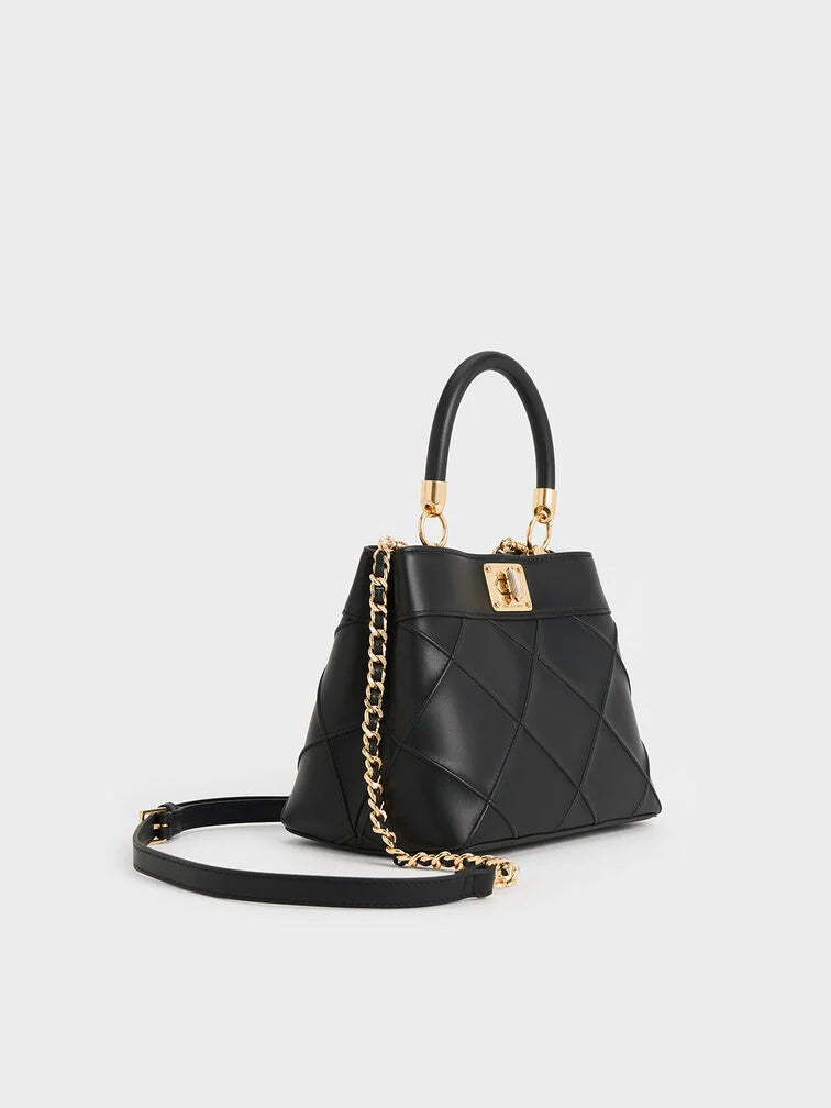 Charles & Ke*th -  Eleni Quilted Top Handle Bag - Black (AD-Oct)