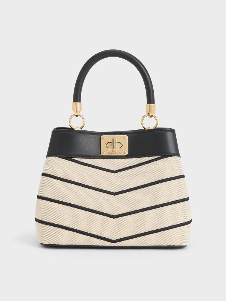 Charles & Ke*th -  Eleni Canvas Chevron Top Handle Bag - Multi (AD-Oct)