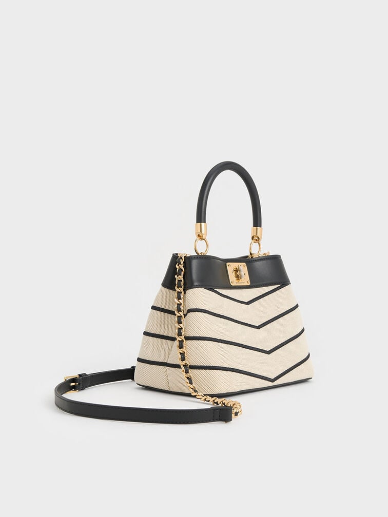 Charles & Ke*th -  Eleni Canvas Chevron Top Handle Bag - Multi (AD-Oct)