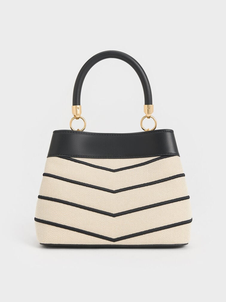 Charles & Ke*th -  Eleni Canvas Chevron Top Handle Bag - Multi (AD-Oct)