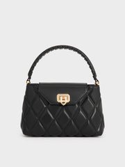 Charles & Ke*th - Arwen Quilted Braided-Strap Top Handle Bag - Black -  Exp. Launch: 01/10/2024