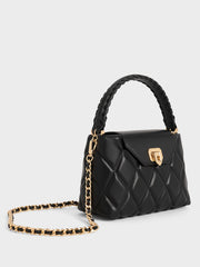 Charles & Ke*th - Arwen Quilted Braided-Strap Top Handle Bag - Black -  Exp. Launch: 01/10/2024