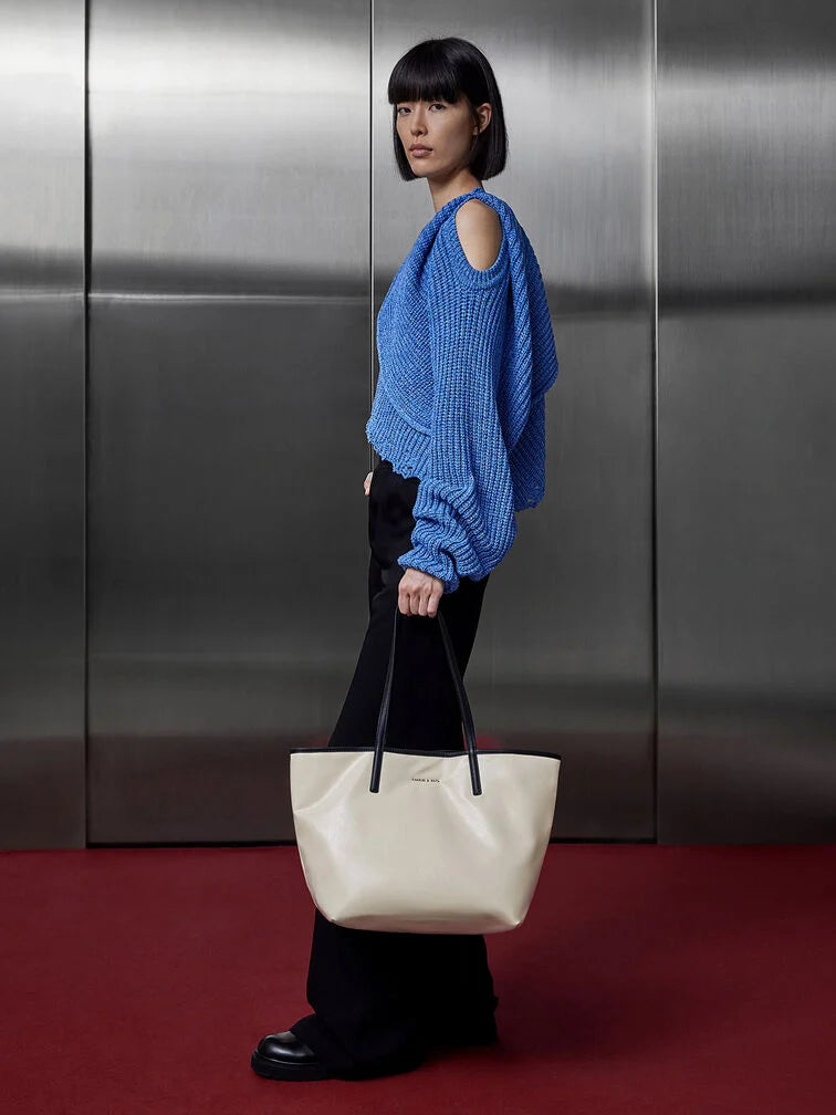 Charles & Ke*th -  Sianna Crinkle-Effect Reversible Tote Bag - WHITE (NB)