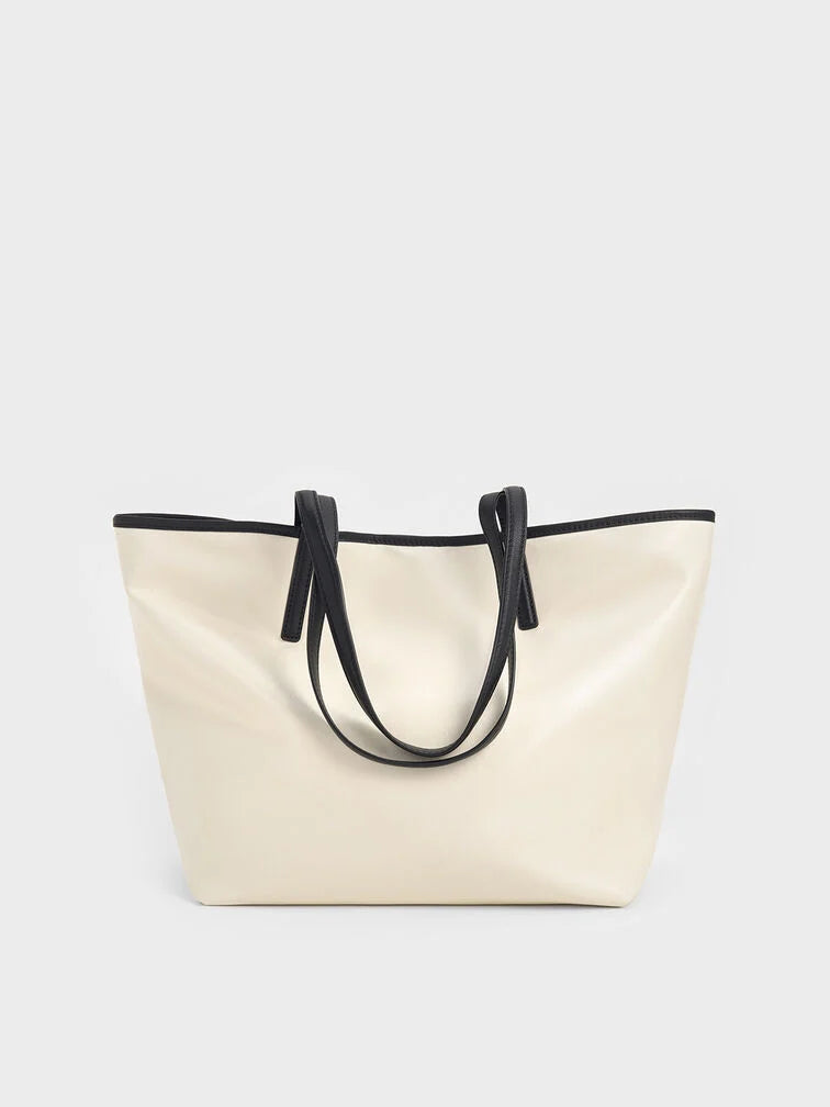 Charles & Ke*th -  Sianna Crinkle-Effect Reversible Tote Bag - WHITE (NB)